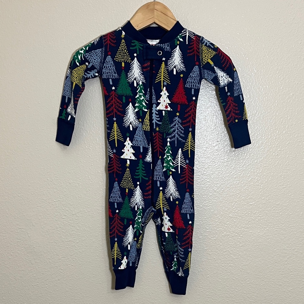 Hanna Andersson Colorful Tree Print Holiday Organic Cotton One Piece Pajamas